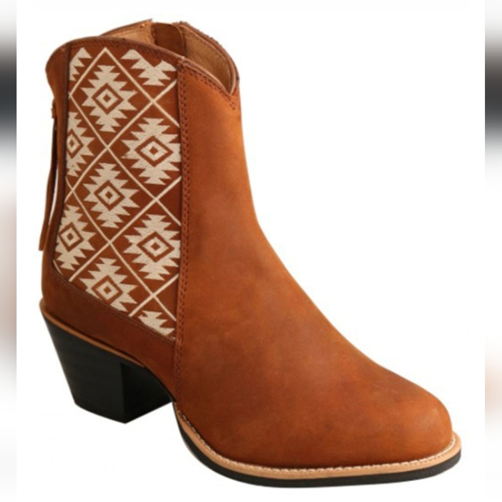 Twisted X Aztec Southwestern Printed Leather Ankle Boot Bootie Western Festival